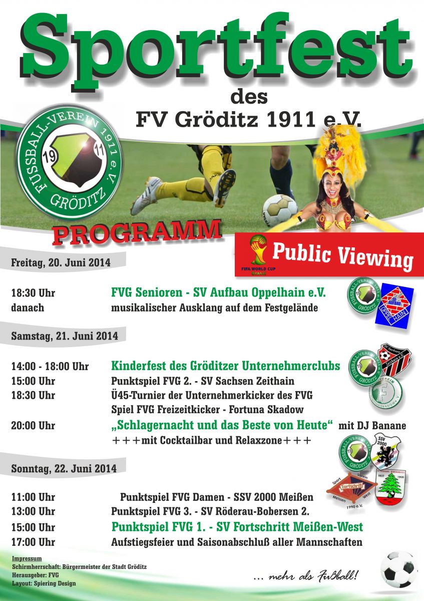 Sportfest Des Fv Groditz 1911 Vom Bis Zum 22 Juni 14 Fv Groditz 1911 E V